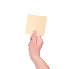 Fototapeta premium card blank in a hand on white background 
