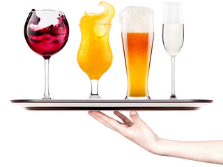 Collection of different images of alcohol isolated