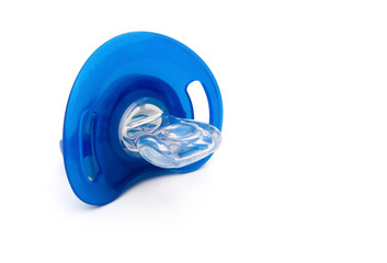 blue pacifiers isolated on white with clipping path