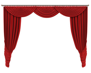 Red Curtains Isolated on White Background