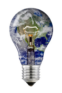 Saving Energy - Lightbulb with NASA Image