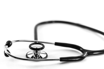 a doctors stethoscope isolated on white