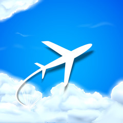 Naklejka na ściany i meble Airplane flying in Clouds
