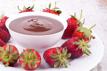 chocolate fondue and strawberry