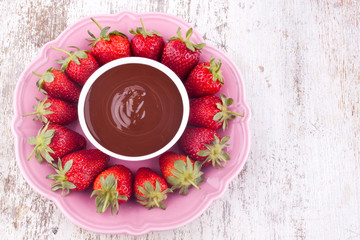 chocolate fondue and strawberry
