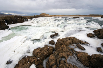 Frozen waterfall in Iceland