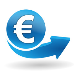 euros sur bouton web bleu