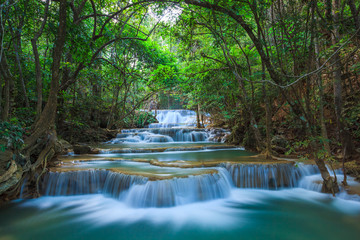Deep forest Waterfall in Kanchanaburi, Thailand