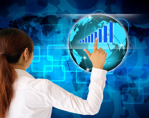 business woman drawing a graph