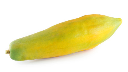 Ripe papaya on white background.