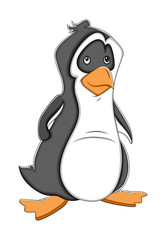 Sad Cartoon Penguin Vector Illustration