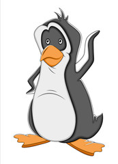 Hello Cartoon Penguin Vector Illustration