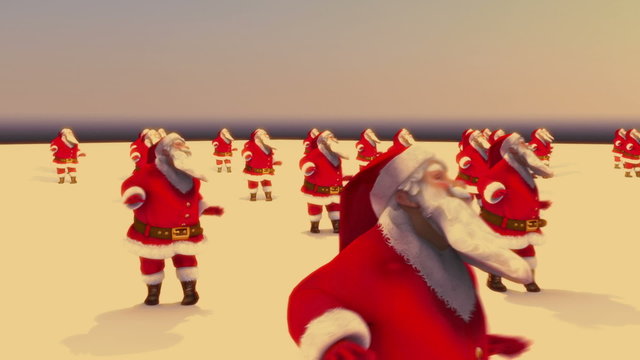 Santas dacing with camera move