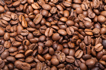 coffee beans close up isolated on white