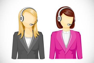 vector illustration of call center woman icon