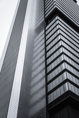 Detail of modern architecture facade with metal and glass