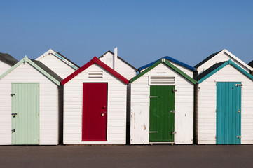 Fototapeta na wymiar Colorful Beach Huts, Paignton, UK.