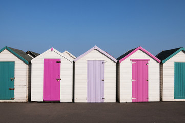 Colorful Beach Huts, Paignton, UK.