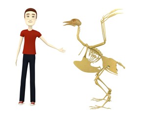 3d render of cartoon character with bird skeleton