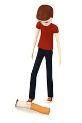3d render of cartoon character with cigarette