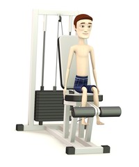 Fototapeta premium 3d render of cartoon character with gym machine