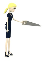 3d render of cartoon character with saw
