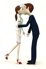 3d render of cartoon characters kissing