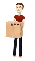 3d render of cartoon character with package