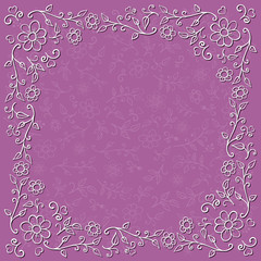 Decorative floral frame with shadow, vector