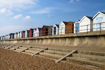 Beach Huts at Felixstowe, Suffolk, UK.