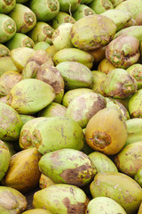 Assorted green coconuts