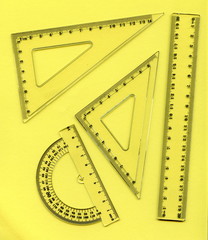 Transparent protractor and rulers