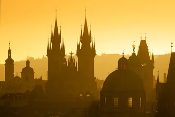 Deurstickers Praag praag - torenspitsen van de oude stad