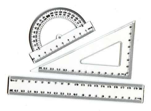 Transparent protractor and rulers
