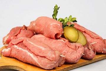 Raw meat roulade.
