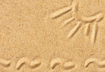 Fototapeta na wymiar Sun and waves on the sand