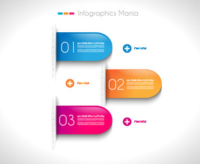 Infographic design template with paper tags.