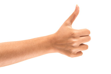 Beautiful female hand with thumbs up