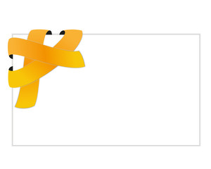 yellow ribbon and blank white paper with shadow