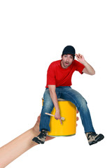 Surprised male decorator