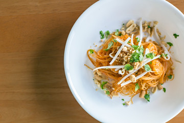 Pad Thai in white bowl