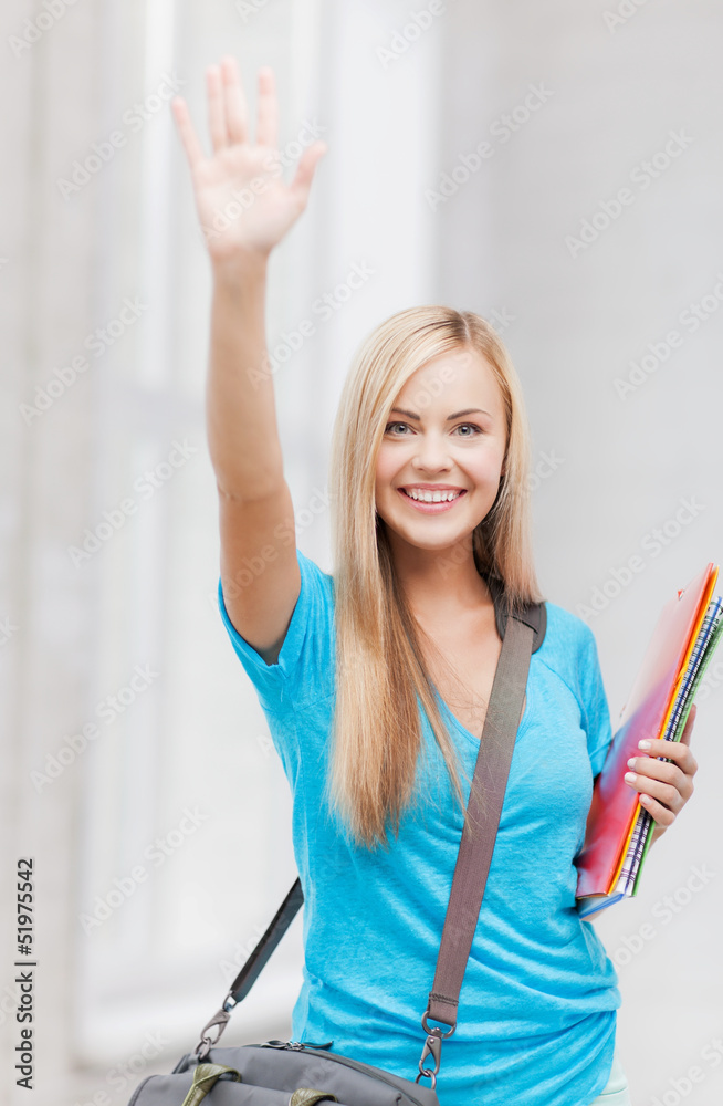 Wall mural student with folders