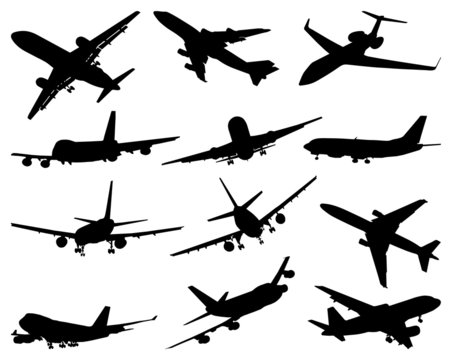 silhouettes of planes