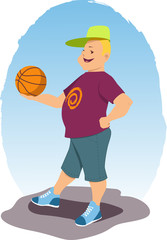 Smiling man standing with a basketball in his hands