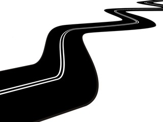 Black asphalt road on white background