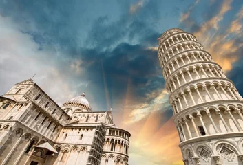 Fototapete Schiefe Turm von Pisa Pisa, Tuscany. Wonderful wide angle view of Miracles Square