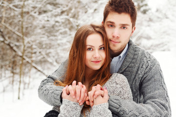 outdoor fashion portrait of young sensual couple