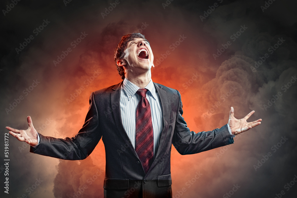 Wall mural businessman in anger