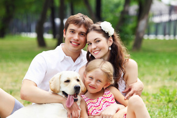 Happy family having fun outdoors