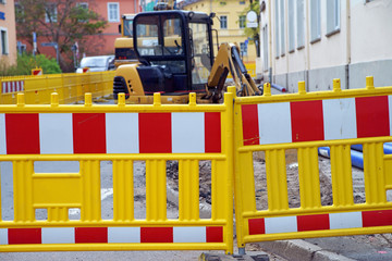 Construction site with excavator